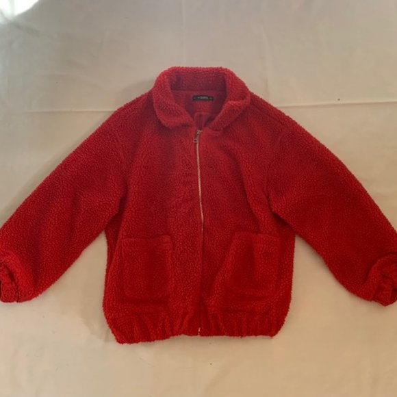 Zaful Women's Red Fleece Jacket - Picture 4 of 6